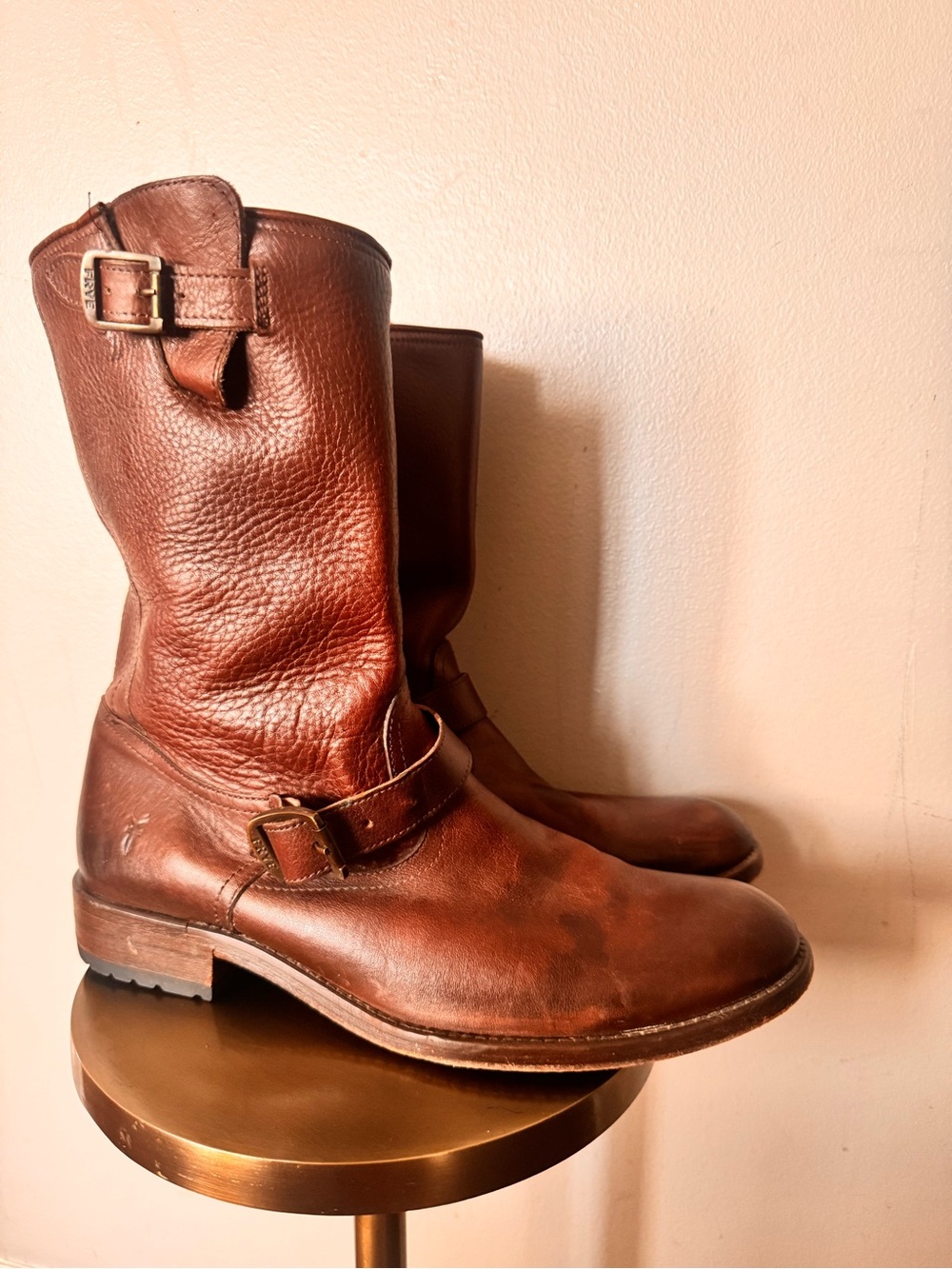 Vintage Frye Men's Brown Leather Engineer Boots